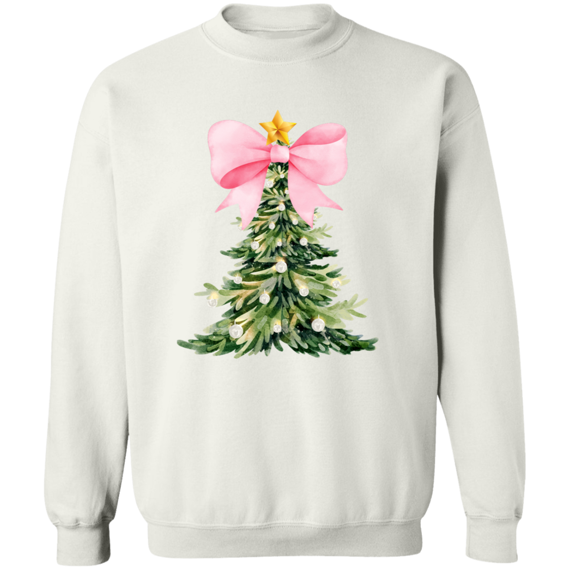 Pink Christmas Tree Bow T-shirt & Sweatshirt