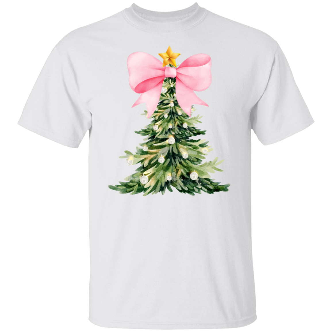 Pink Christmas Tree Bow T-shirt & Sweatshirt