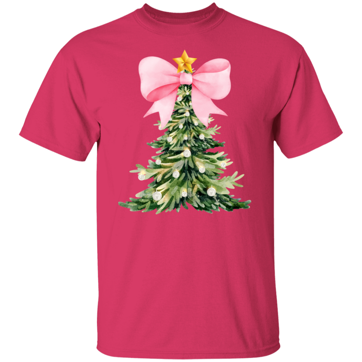 Pink Christmas Tree Bow T-shirt & Sweatshirt