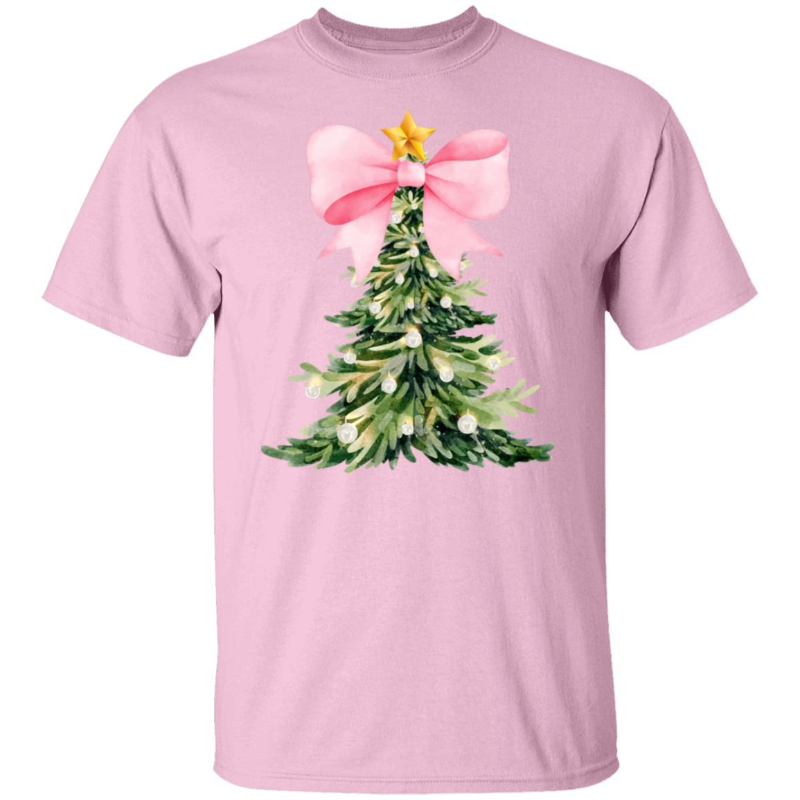 Pink Christmas Tree Bow T-shirt & Sweatshirt