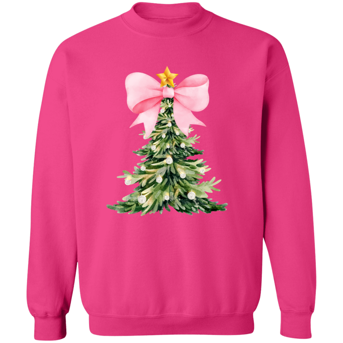 Pink Christmas Tree Bow T-shirt & Sweatshirt