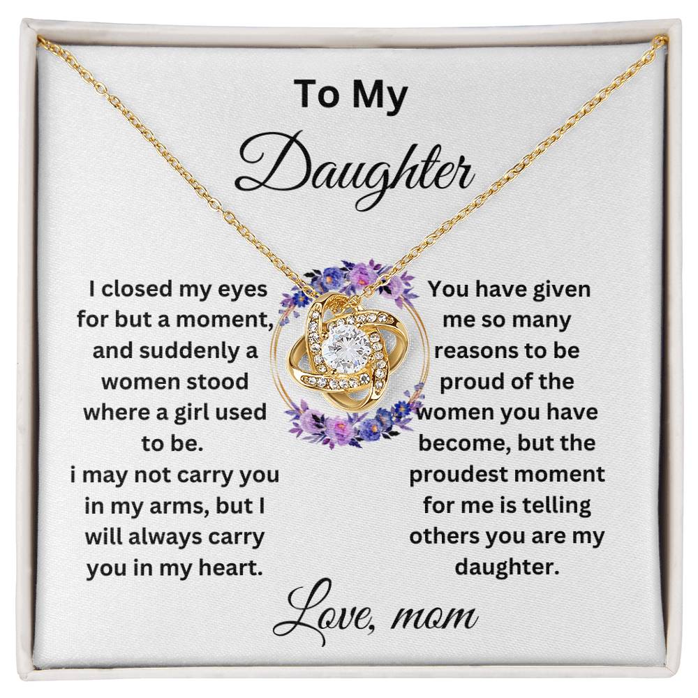 To My Daughter- Love Knot Necklace