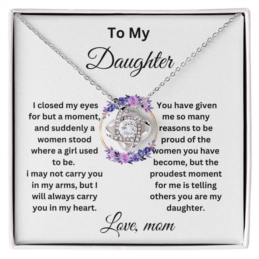 To My Daughter- Love Knot Necklace