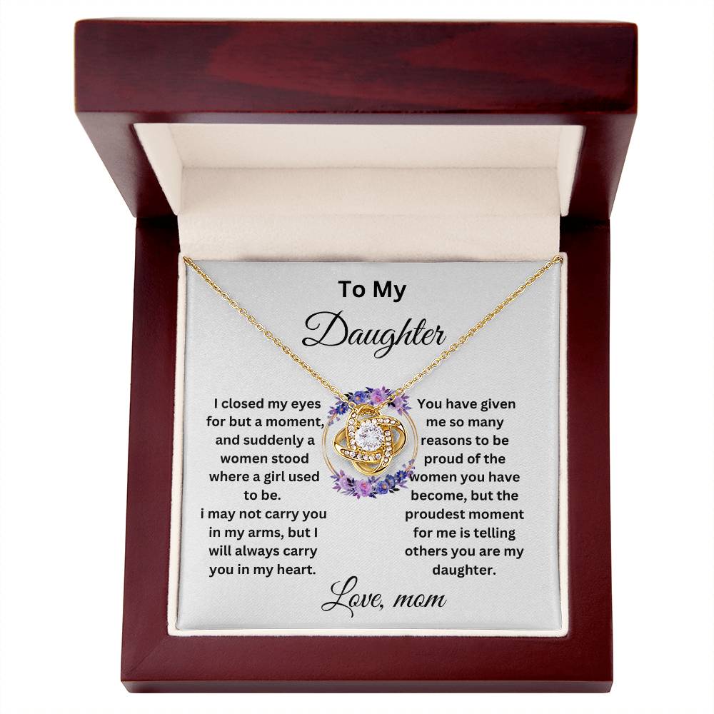 To My Daughter- Love Knot Necklace