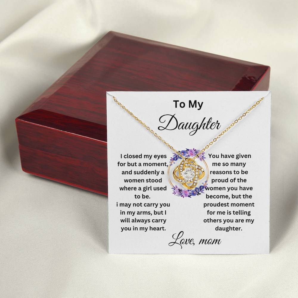 To My Daughter- Love Knot Necklace