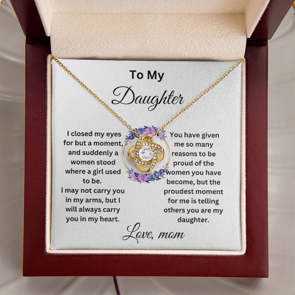 To My Daughter- Love Knot Necklace