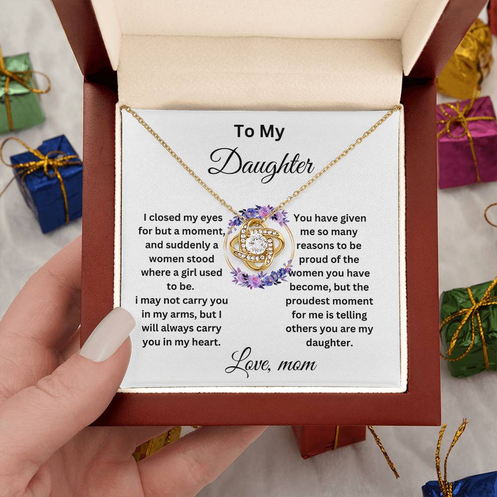 To My Daughter- Love Knot Necklace