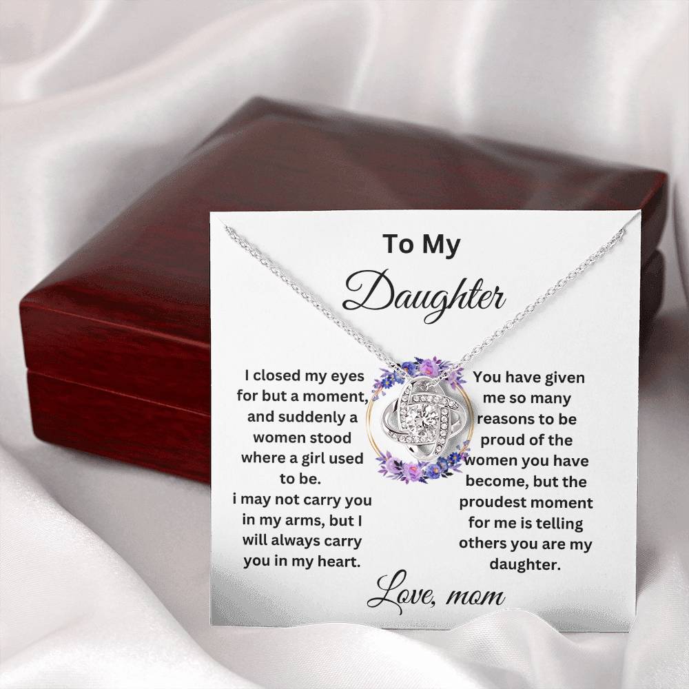 To My Daughter- Love Knot Necklace