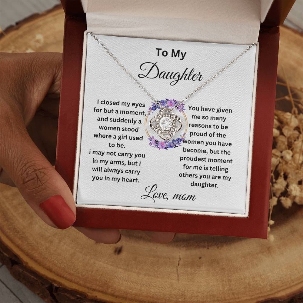 To My Daughter- Love Knot Necklace