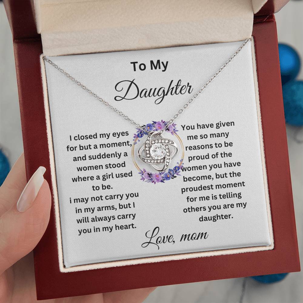 To My Daughter- Love Knot Necklace